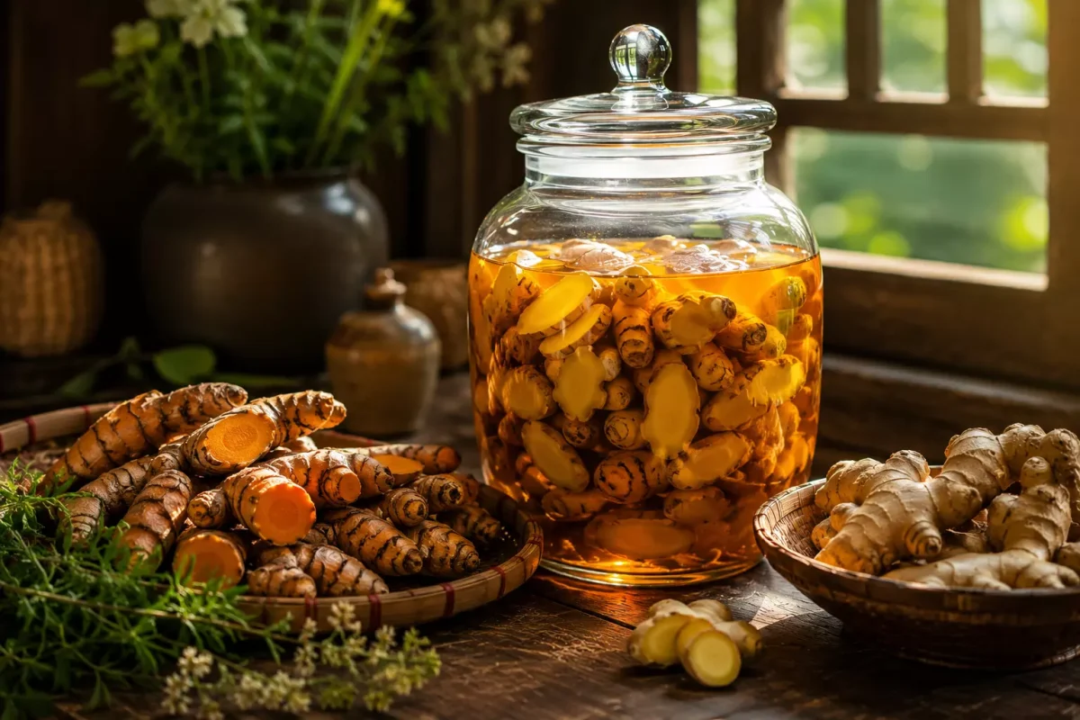 rượu gừng nghệ cho phụ nữ sau sinh, bà đẻ bôi rượu gừng nghệ, chăm sóc da sau sinh bằng rượu nghệ, cách làm rượu gừng nghệ cho bà bầu sau sinh
