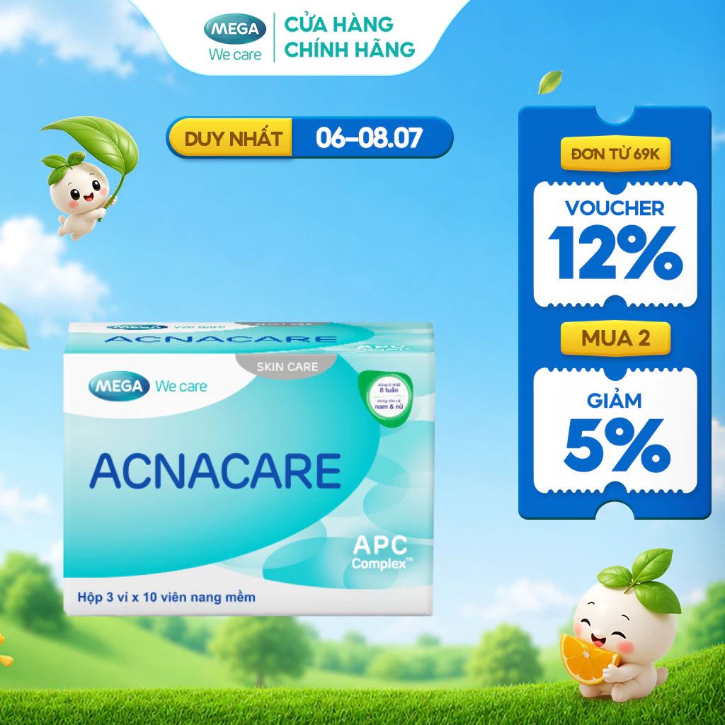 Viên uống ACNACARE, ACNACARE hỗ trợ giảm mụn, ACNACARE hỗ trợ đẹp da, Viên uống hỗ trợ giảm bã nhờn, Bổ sung kẽm cho da, Chống oxy hóa cho da, Viên uống hỗ trợ da mụn