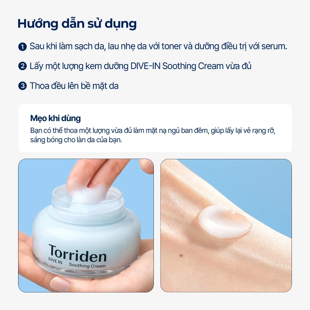 DIVE IN Low Molecular Hyaluronic Acid Facial Soothing Cream, Kem dưỡng DIVE IN, Kem dưỡng Hyaluronic Acid phân tử thấp, Kem dưỡng cấp nước