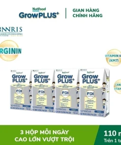 Sữa Nutifood Sweden GrowPLUS+ 110ml, Sữa tăng chiều cao cho bé, Sữa pha sẵn cho trẻ em, Sữa hỗ trợ phát triển chiều cao, Sữa bổ sung canxi cho bé