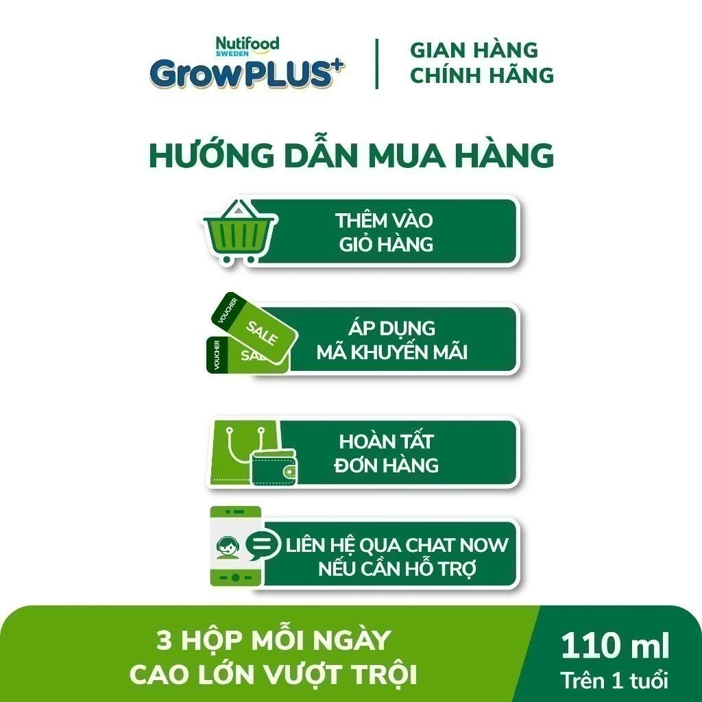 Sữa Nutifood Sweden GrowPLUS+ 110ml, Sữa tăng chiều cao cho bé, Sữa pha sẵn cho trẻ em, Sữa hỗ trợ phát triển chiều cao, Sữa bổ sung canxi cho bé