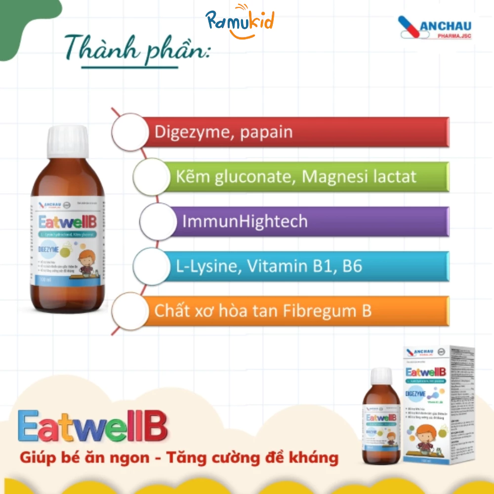 Siro ăn ngon EatwellB, Siro EatwellB 100ml, Siro ăn ngủ ngon EatwellB, EatwellB cho trẻ biếng ăn, Siro hỗ trợ tiêu hóa cho trẻ, Siro tăng sức đề kháng cho trẻ