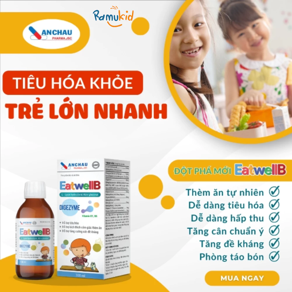 Siro ăn ngon EatwellB, Siro EatwellB 100ml, Siro ăn ngủ ngon EatwellB, EatwellB cho trẻ biếng ăn, Siro hỗ trợ tiêu hóa cho trẻ, Siro tăng sức đề kháng cho trẻ