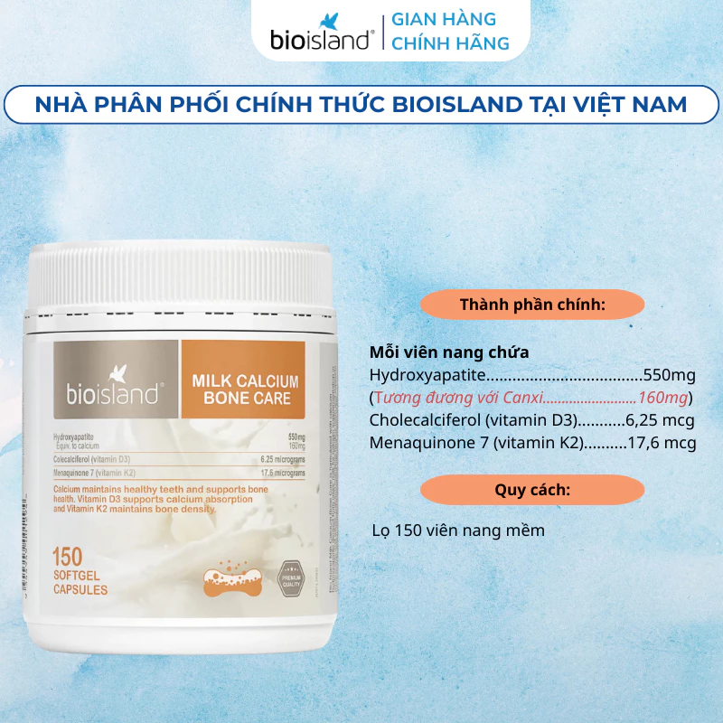 Canxi Bio Island 150 viên, Bio Island Calcium, canxi sữa hữu cơ Bio Island, canxi cho mẹ bầu, canxi cho phụ nữ mang thai, canxi sau sinh, canxi tuổi dậy thì, viên uống bổ sung canxi Úc, canxi vitamin D3 K2, thực phẩm bổ sung canxi, hỗ trợ xương chắc khỏe, Bio Island Australia
