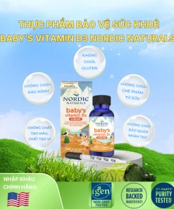 Vitamin D3 cho trẻ sơ sinh, Nordic Naturals Baby's Vitamin D3, bổ sung vitamin D3, hỗ trợ hấp thu canxi, tăng cường miễn dịch, phát triển xương và chiều cao