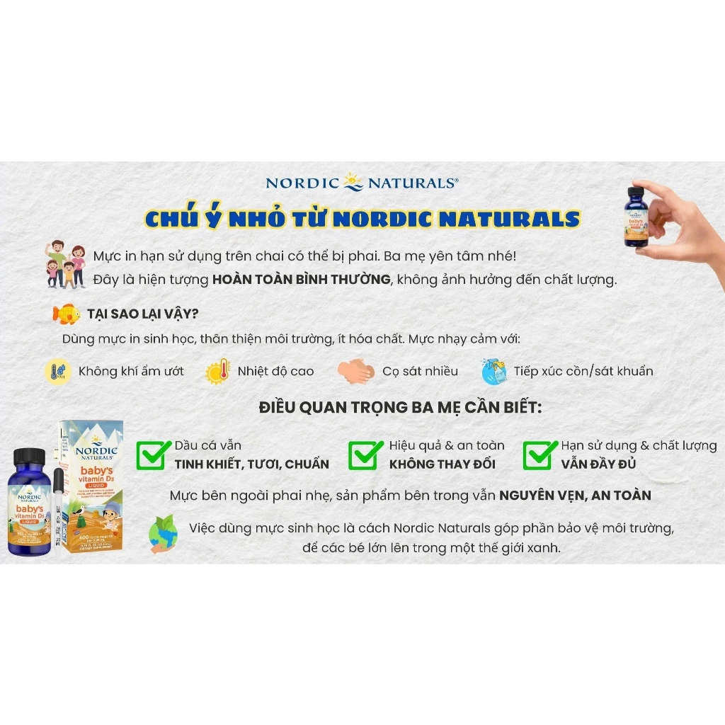 Vitamin D3 cho trẻ sơ sinh, Nordic Naturals Baby's Vitamin D3, bổ sung vitamin D3, hỗ trợ hấp thu canxi, tăng cường miễn dịch, phát triển xương và chiều cao
