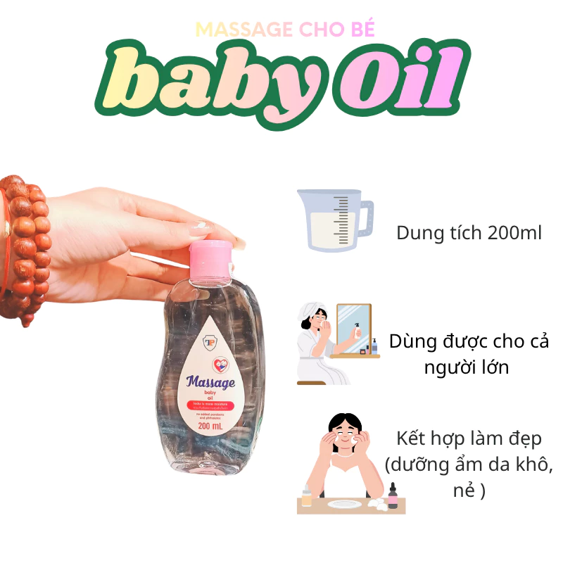 dầu massage cho bé, baby oil 200ml, dầu massage trẻ sơ sinh, dầu dưỡng ẩm cho bé, dầu mát xa cho bé