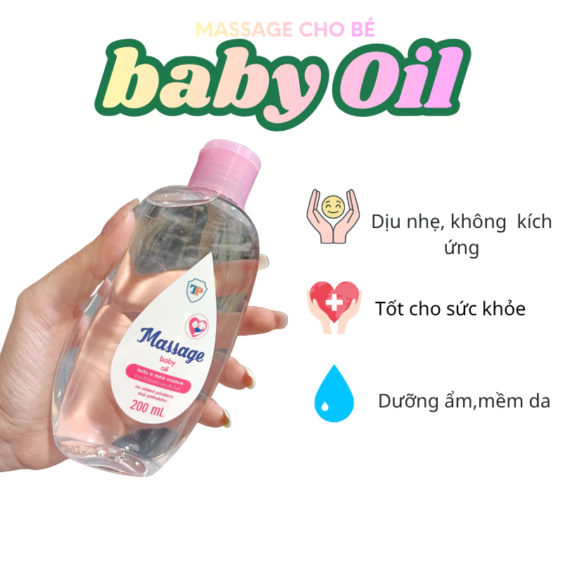 dầu massage cho bé, baby oil 200ml, dầu massage trẻ sơ sinh, dầu dưỡng ẩm cho bé, dầu mát xa cho bé
