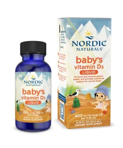 Vitamin D3 cho trẻ sơ sinh, Nordic Naturals Baby's Vitamin D3, bổ sung vitamin D3, hỗ trợ hấp thu canxi, tăng cường miễn dịch, phát triển xương và chiều cao