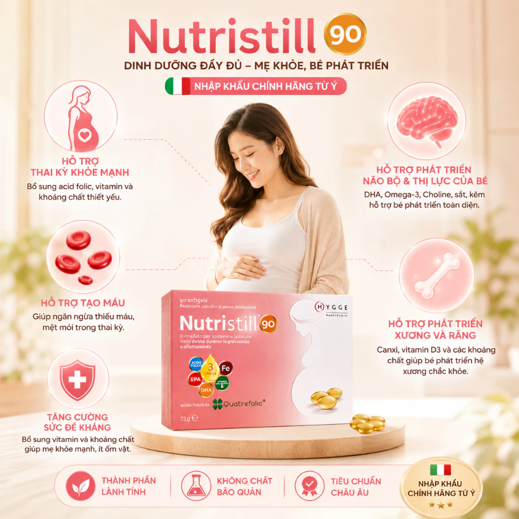 Vitamin Bầu Nutristill 90, Vitamin bầu Nutristill, Viên uống Vitamin Bầu Nutristill 90, Vitamin tổng hợp cho bà bầu, Vitamin cho phụ nữ mang thai