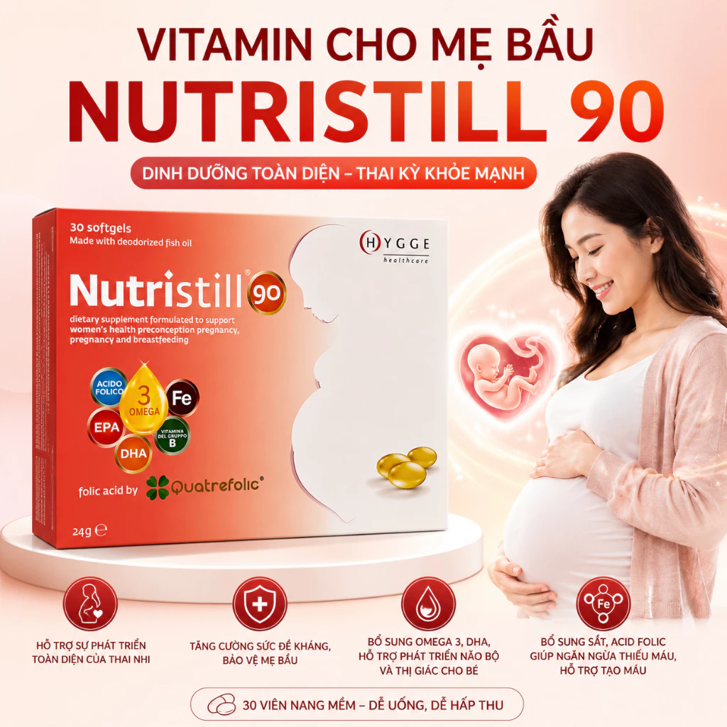 Vitamin Bầu Nutristill 90, Vitamin bầu Nutristill, Viên uống Vitamin Bầu Nutristill 90, Vitamin tổng hợp cho bà bầu, Vitamin cho phụ nữ mang thai